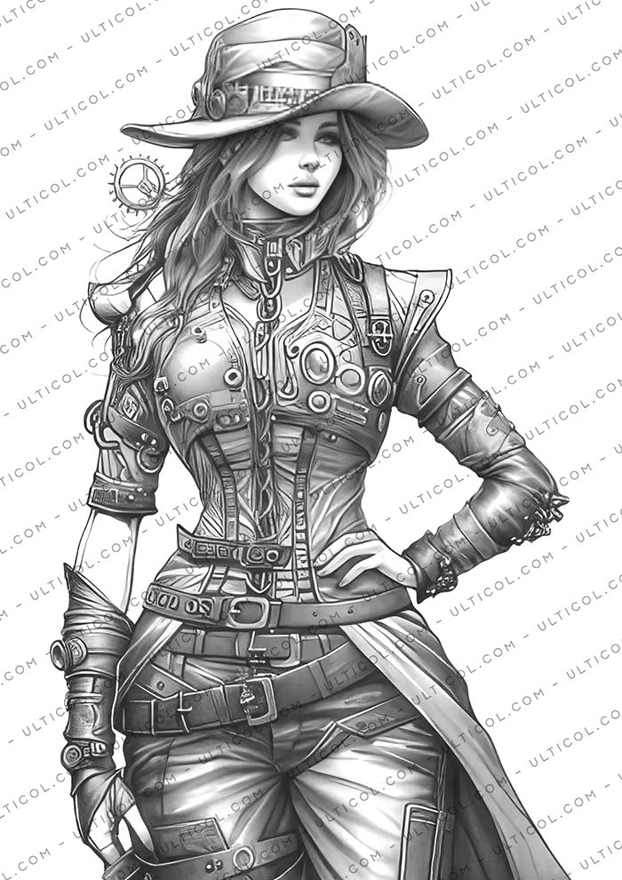 Steampunk Ladies Coloring