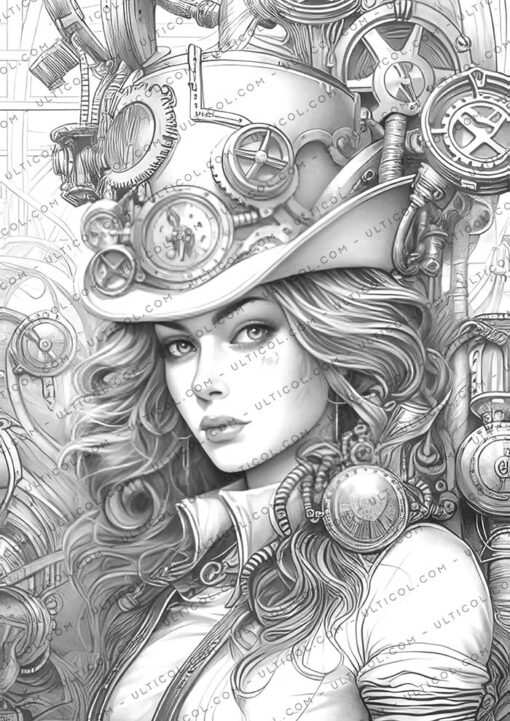 Steampunk Ladies Coloring