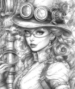 Steampunk Ladies Coloring