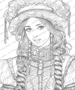 Traditional Swiss Girls Coloring