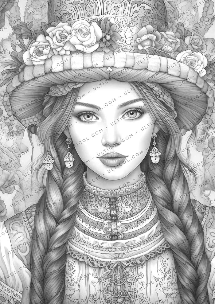 Traditional Swiss Girls Coloring