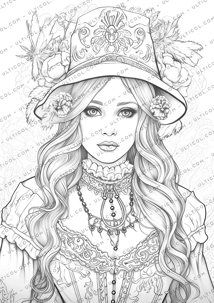 Traditional Swiss Girls Coloring