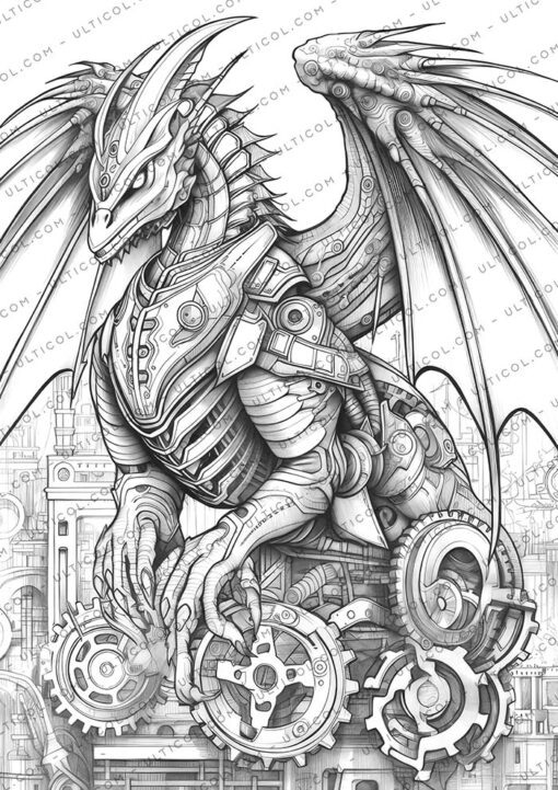 Steampunk Dragons Coloring
