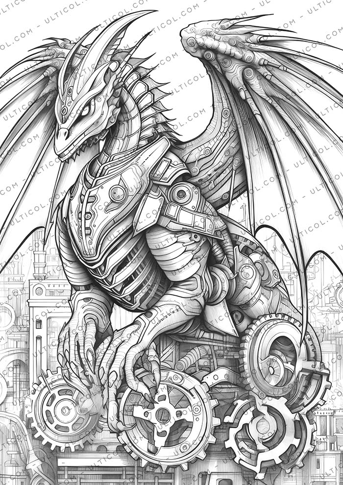 Steampunk Dragons Coloring