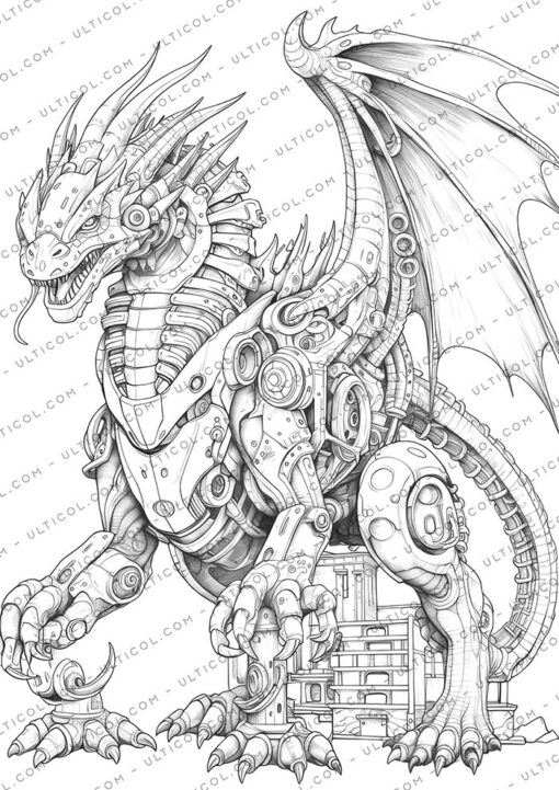 Steampunk Dragons Coloring