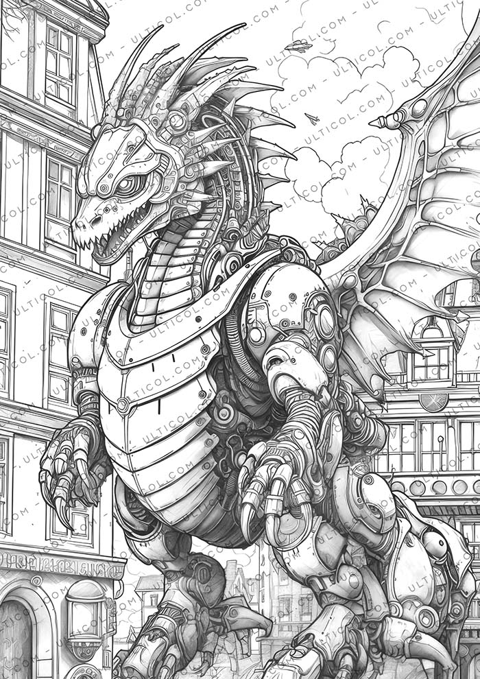 Steampunk Dragons Coloring