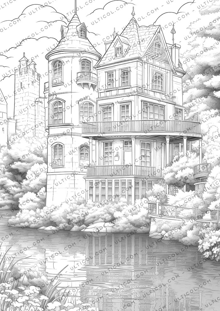 Beautiful Lake House Coloring