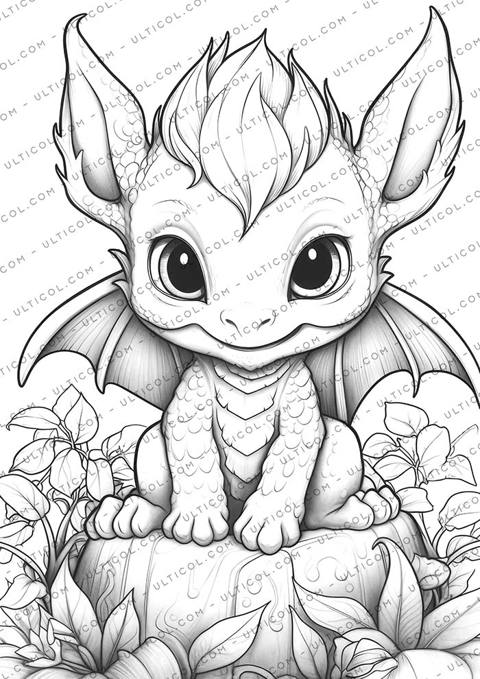 Kawaii Dragons Coloring