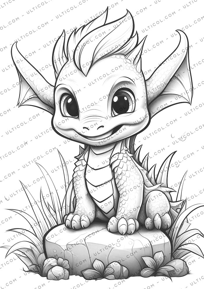 Kawaii Dragons Coloring