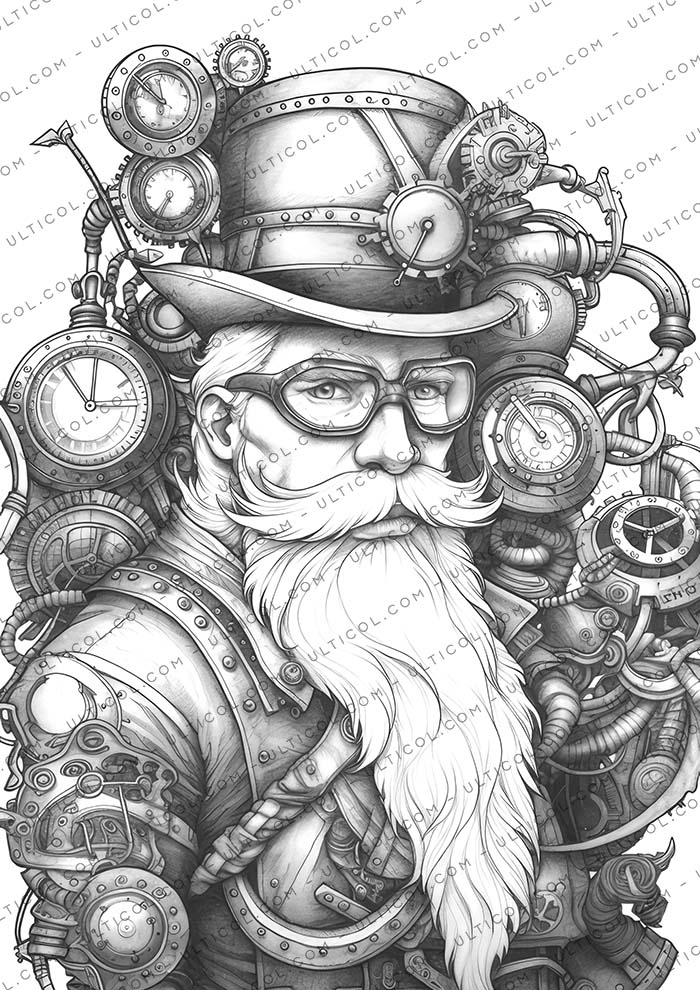 Steampunk Santa Claus Coloring