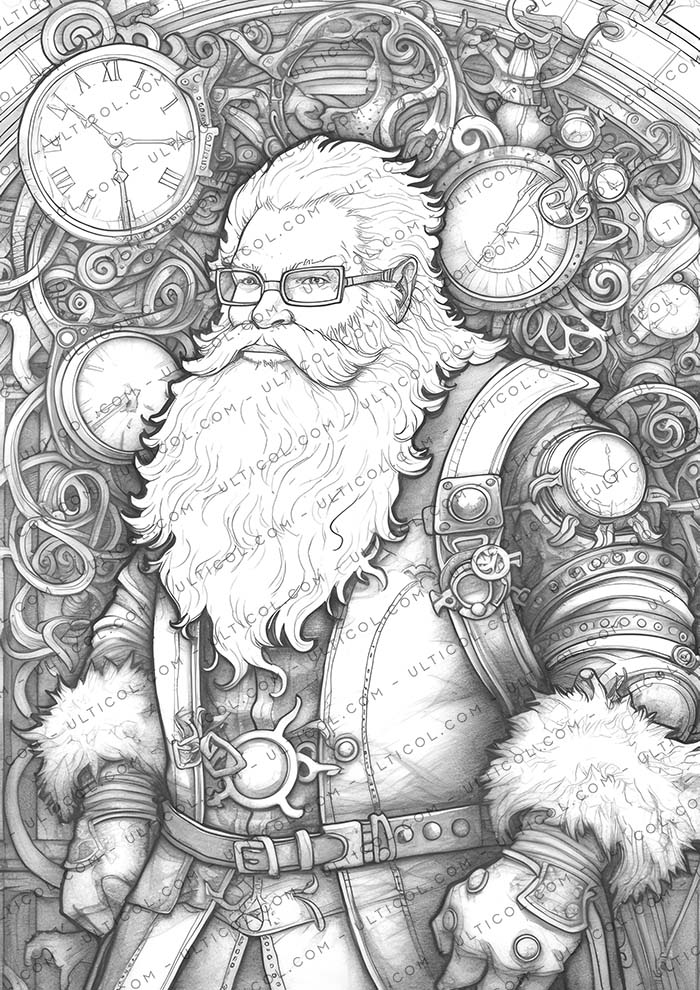 Steampunk Santa Claus Coloring