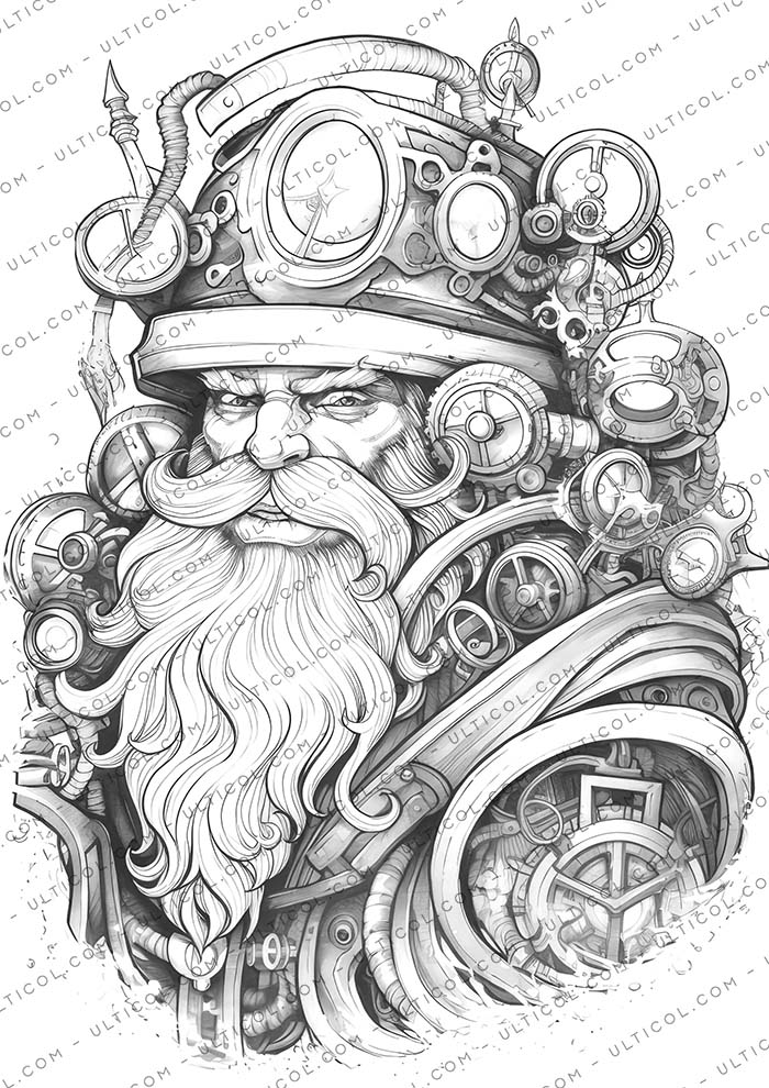 Steampunk Santa Claus Coloring