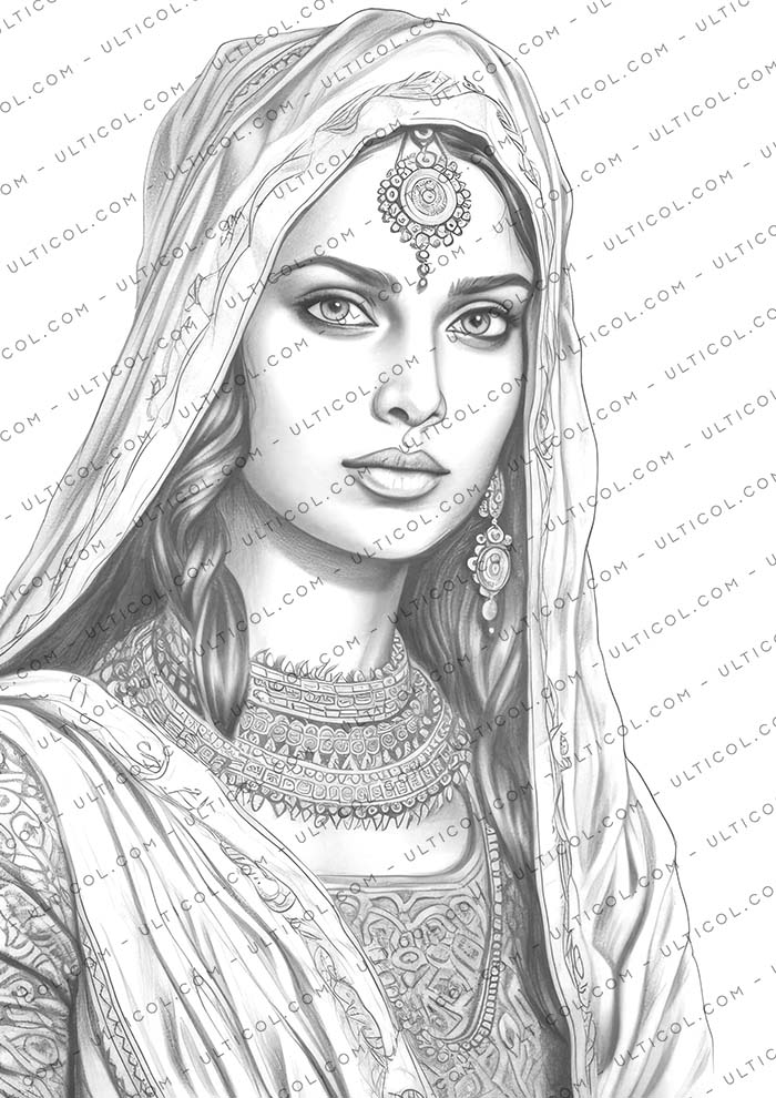 Beautiful Indian Women Coloring