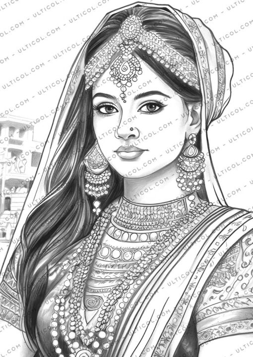 Beautiful Indian Women Coloring