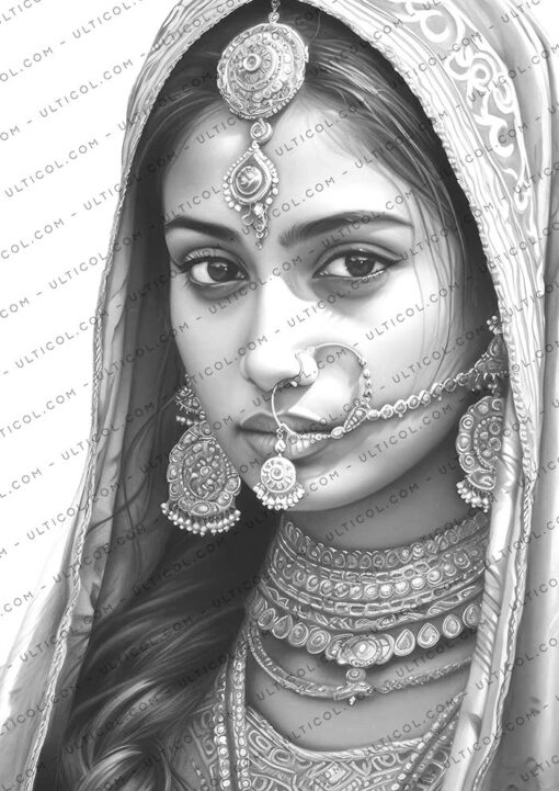 Beautiful Indian Women Coloring