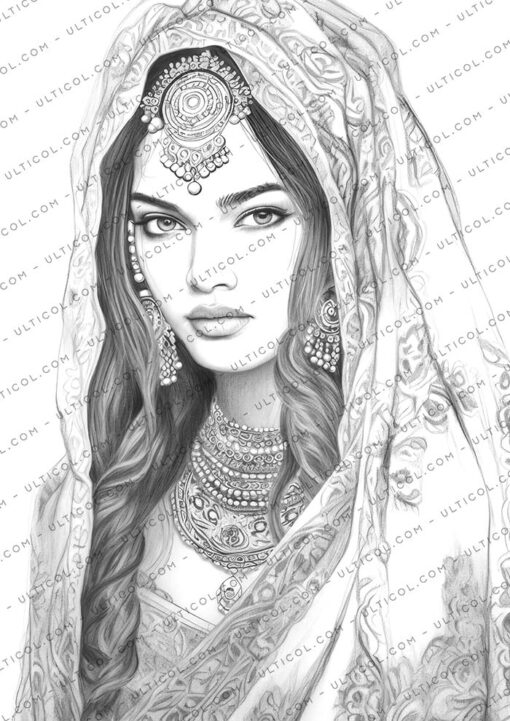 Beautiful Indian Women Coloring
