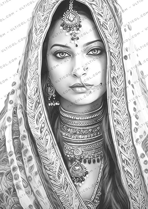 Beautiful Indian Women Coloring