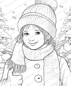 Winter Fashion Grayscale Coloring Pages