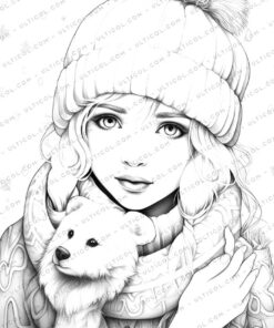 Winter Fashion Grayscale Coloring Pages