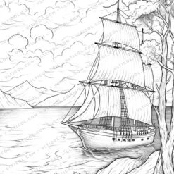 Sunset Grayscale Coloring Pages