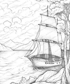 Sunset Grayscale Coloring Pages