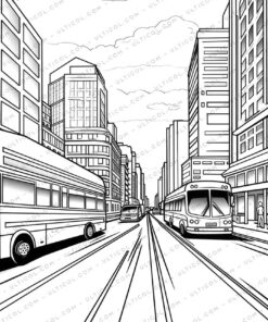 Cityscape Grayscale Coloring Pages