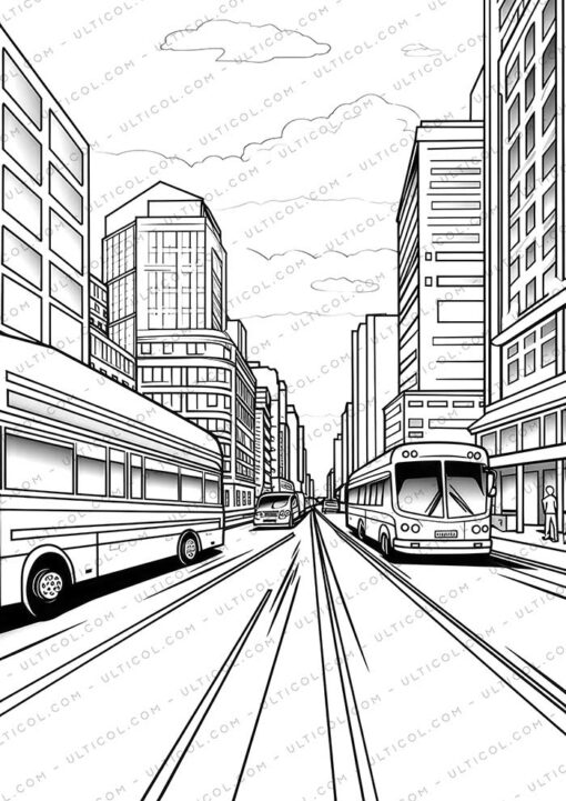 Cityscape Grayscale Coloring Pages