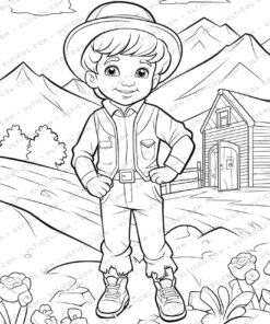 Rural Fashion Grayscale Coloring Pages