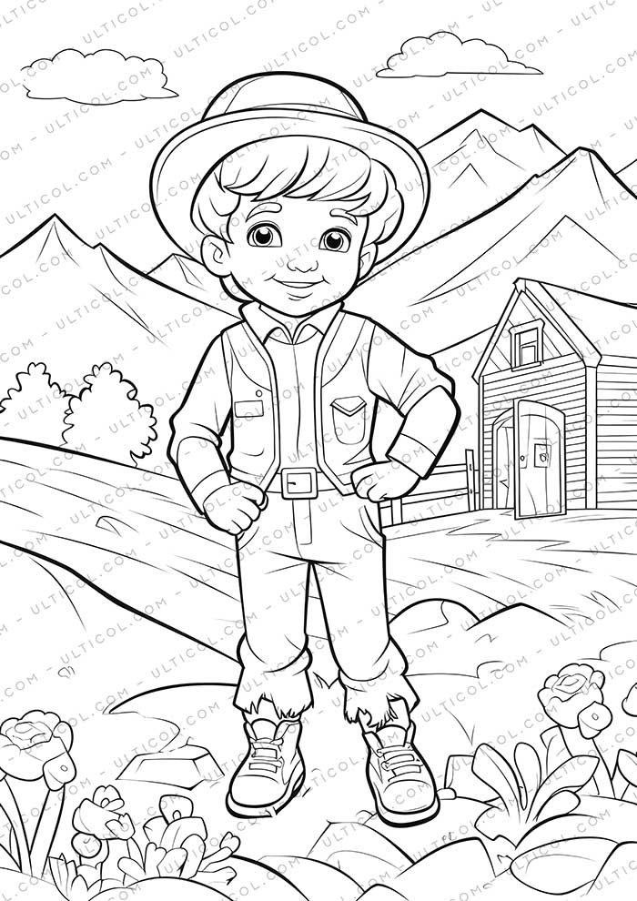 Rural Fashion Grayscale Coloring Pages