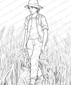 Rural Fashion Grayscale Coloring Pages