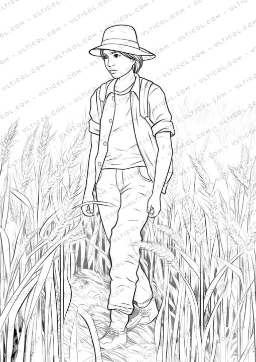 Rural Fashion Grayscale Coloring Pages