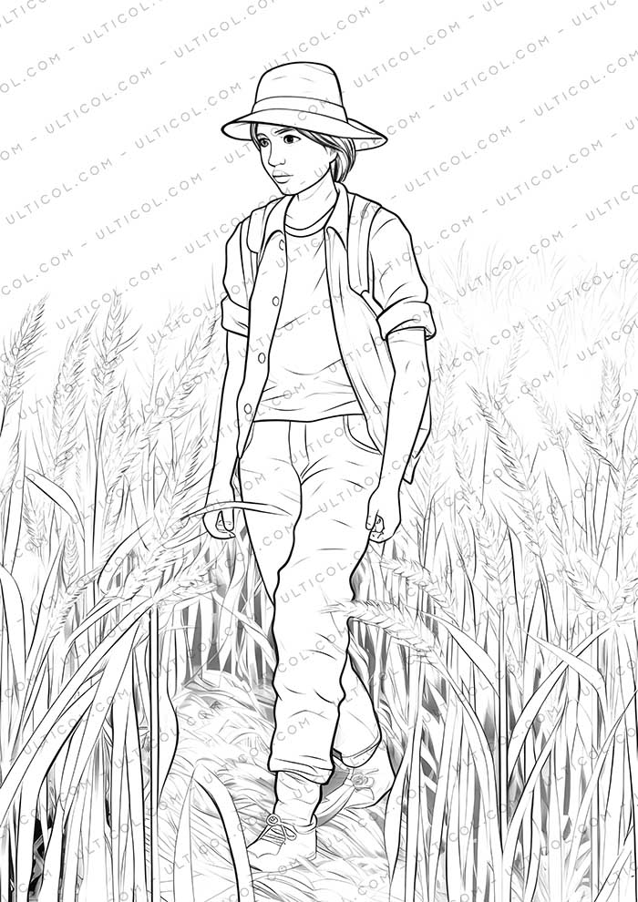 Rural Fashion Grayscale Coloring Pages
