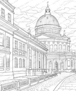 Cityscape Grayscale Coloring Pages