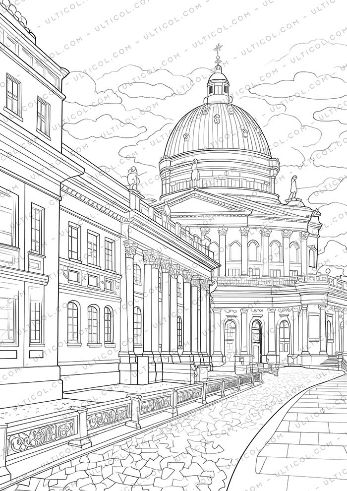 Cityscape Grayscale Coloring Pages