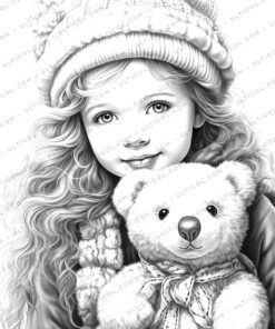 Winter Fashion Grayscale Coloring Pages