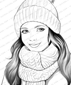 Winter Fashion Grayscale Coloring Pages