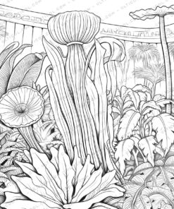 Carnivorous Plants Grayscale Coloring Pages