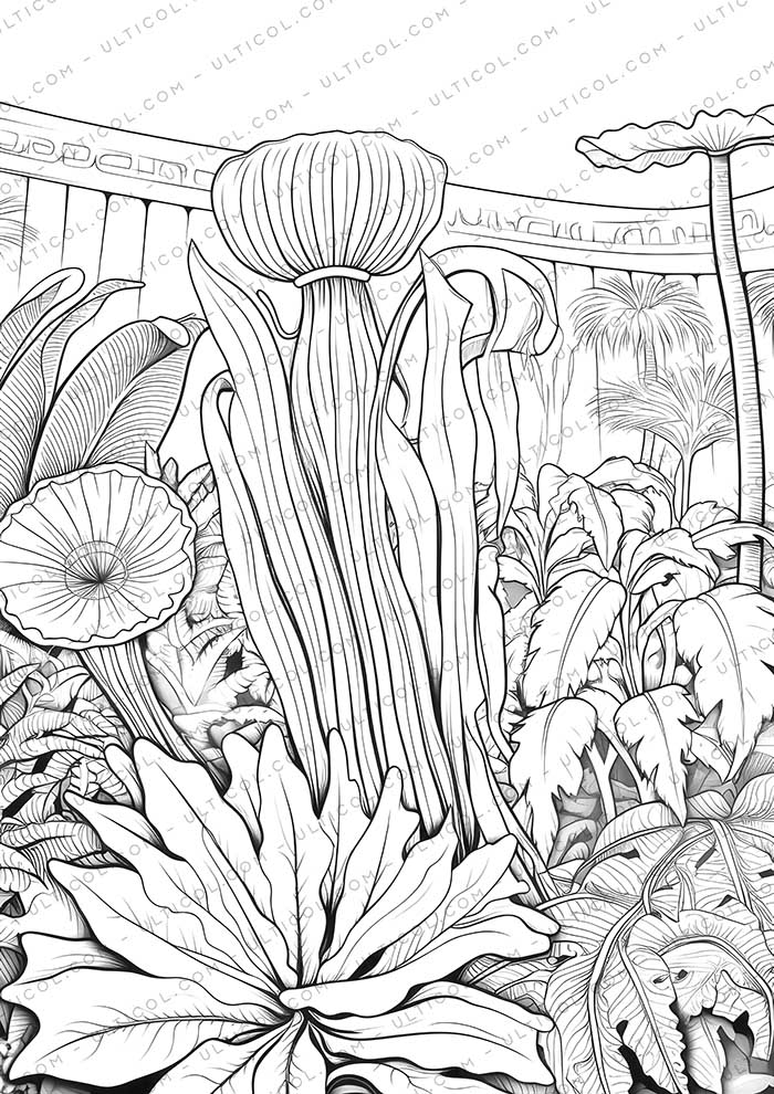 Carnivorous Plants Grayscale Coloring Pages