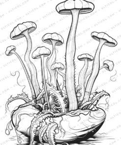 Carnivorous Plants Grayscale Coloring Pages