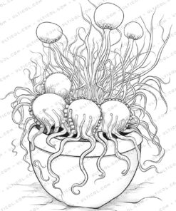 Carnivorous Plants Grayscale Coloring Pages