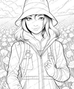 Spring Fashion Grayscale Coloring Pages