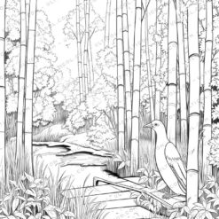 Bamboo Grove Grayscale Coloring Pages
