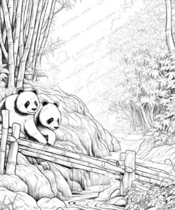 Bamboo Grove Grayscale Coloring Pages