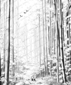 Bamboo Grove Grayscale Coloring Pages