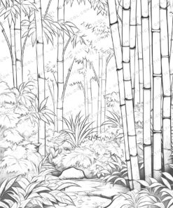 Bamboo Grove Grayscale Coloring Pages