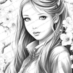 Spring Fashion Grayscale Coloring Pages