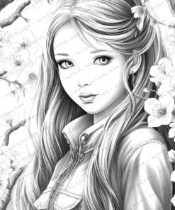 Spring Fashion Grayscale Coloring Pages