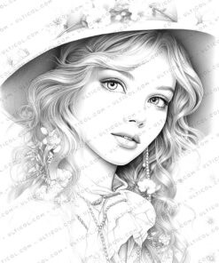 Spring Fashion Grayscale Coloring Pages