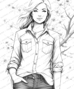 Spring Fashion Grayscale Coloring Pages