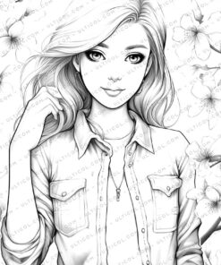 Spring Fashion Grayscale Coloring Pages